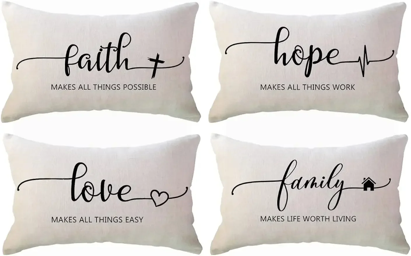 Inspirational proverb: waist hugging pillowcase, faith home decoration pillowcase, farmhouse cushion cover, sofa, 30X50cm