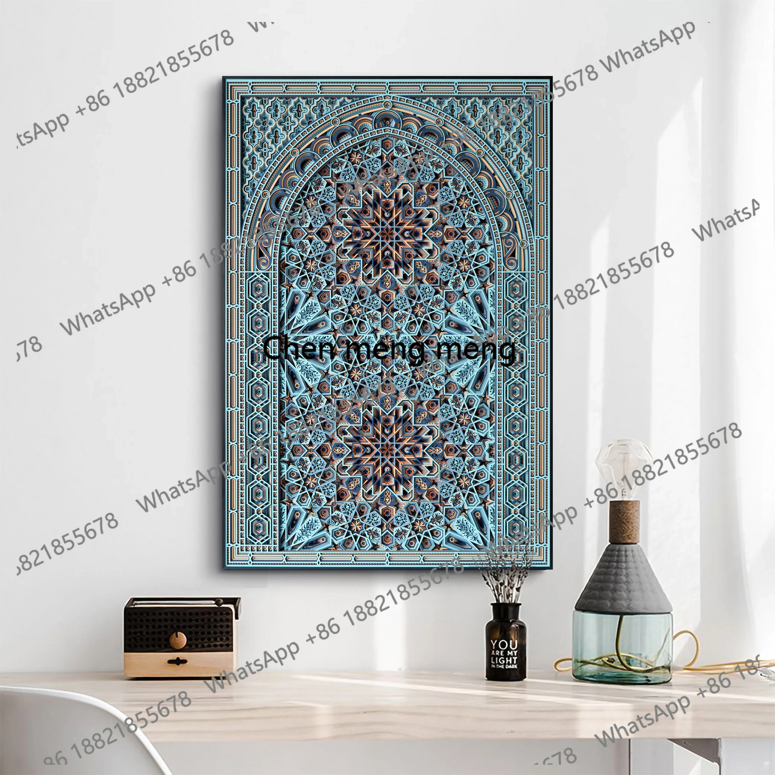 Ladder wood stacked carving corridor aisle hanging painting modern simple restaurant bedside mural