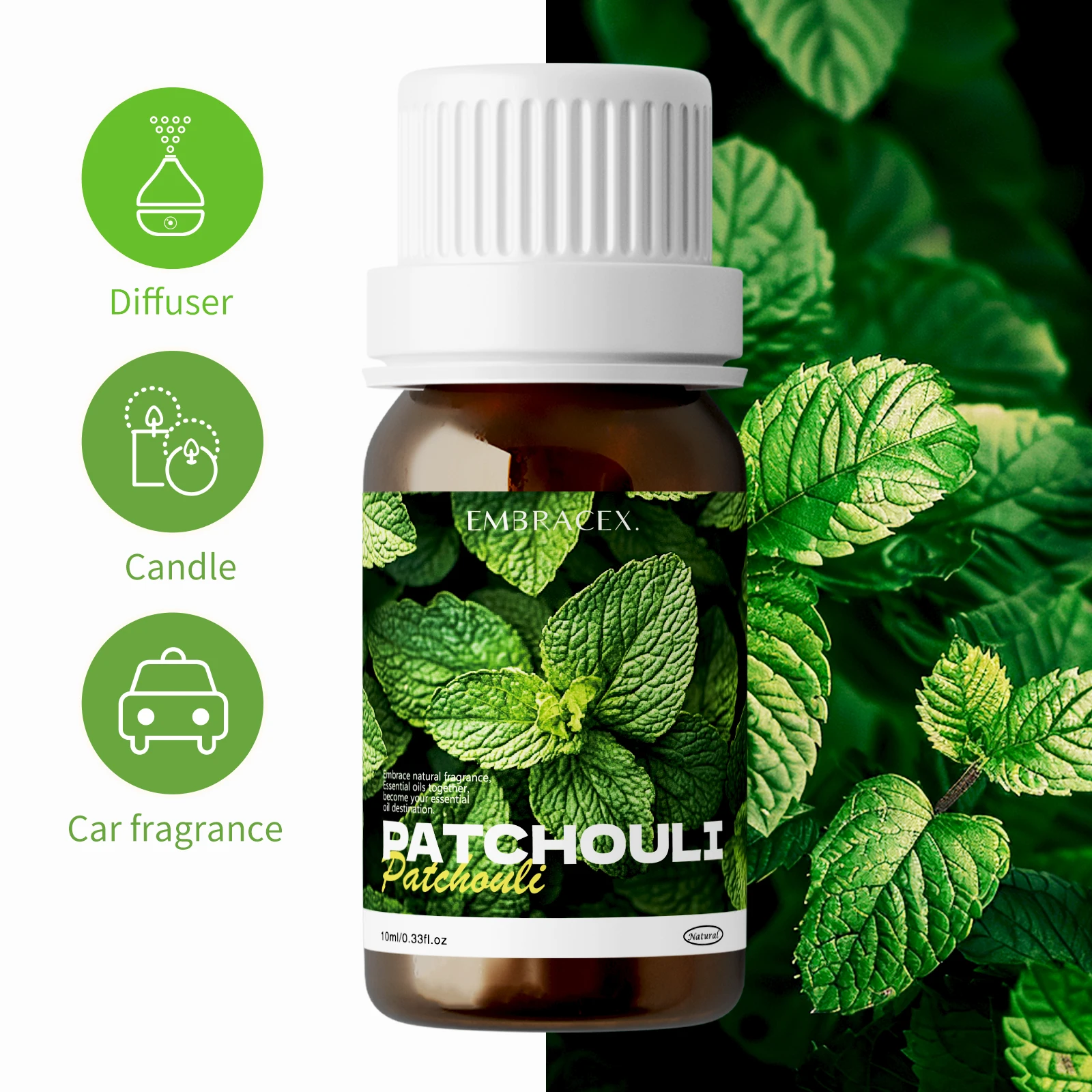 

Patchouli Oil 10ml Skincare Natural Aromatherapy Essential Oil for Massage Bath Soap Candle Making Gifts