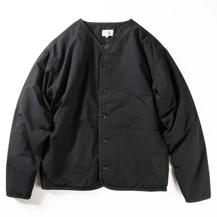 

Men's Casual Silk Cotton Jacket Autumn Winter Pure Color Vintage Style No Collar Cotton Clothes Outerwear for Daily Wear