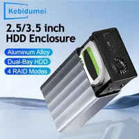 Dual Bay HDD/SSD Case SATA 4 RAID Modes Storage Enclosure Hard Drive Docking Station for 2.5/3.5 Inch External Hard Drive Case