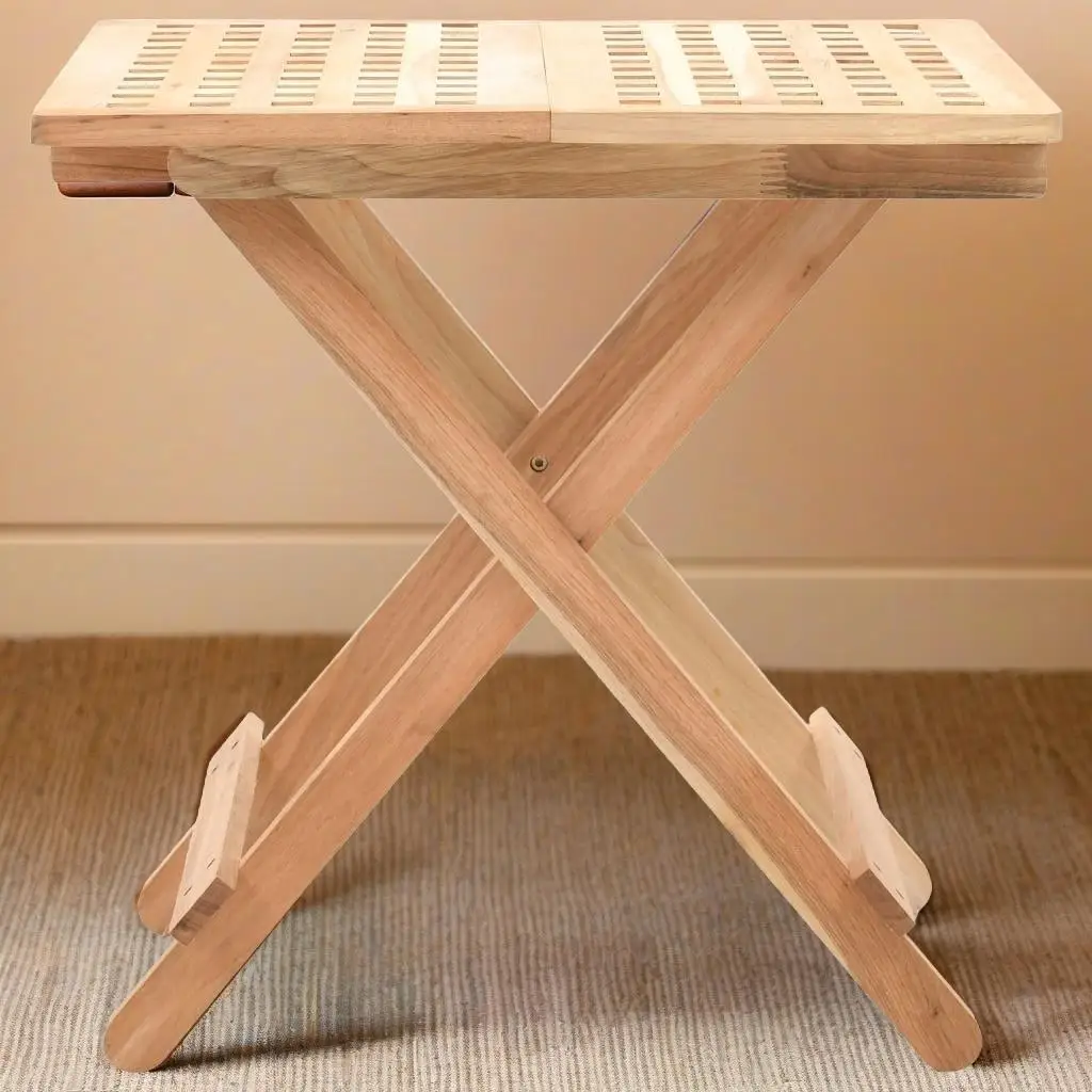 Compact Foldable Side Table - Solid Walnut Wood 50x50x49 cm - Stylish & Functional Home Furniture