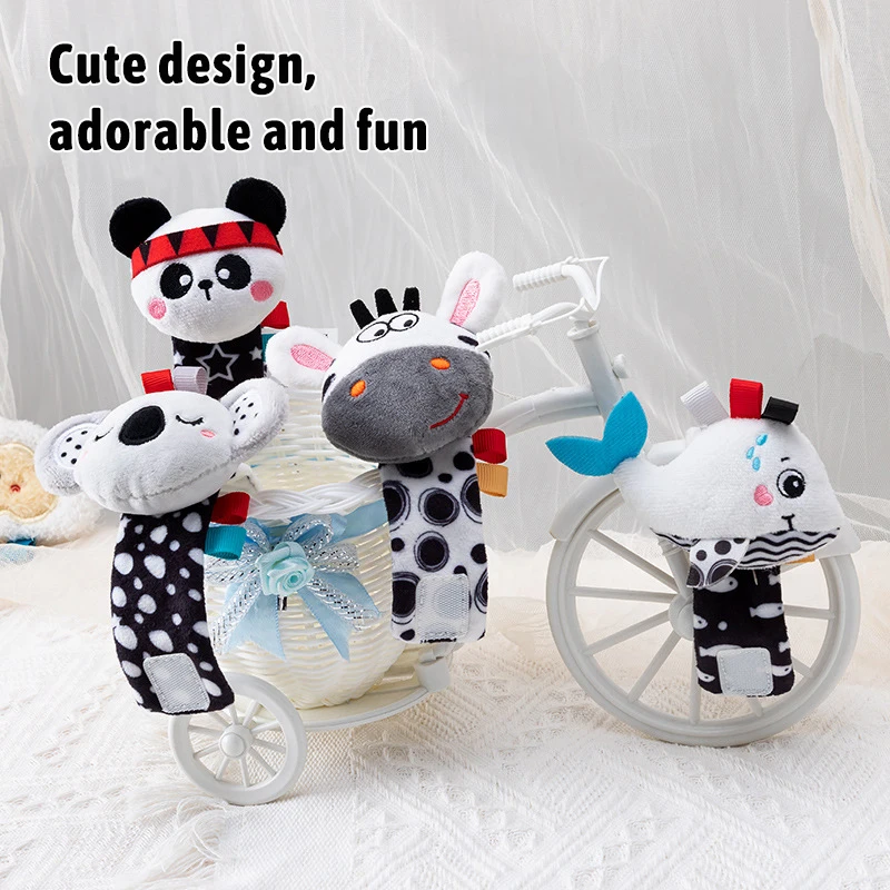 Baby Toy 0-12 Months Soft Animal Rattles Infant Wrist Rattle Sensory Toys for Newborn Gifts
