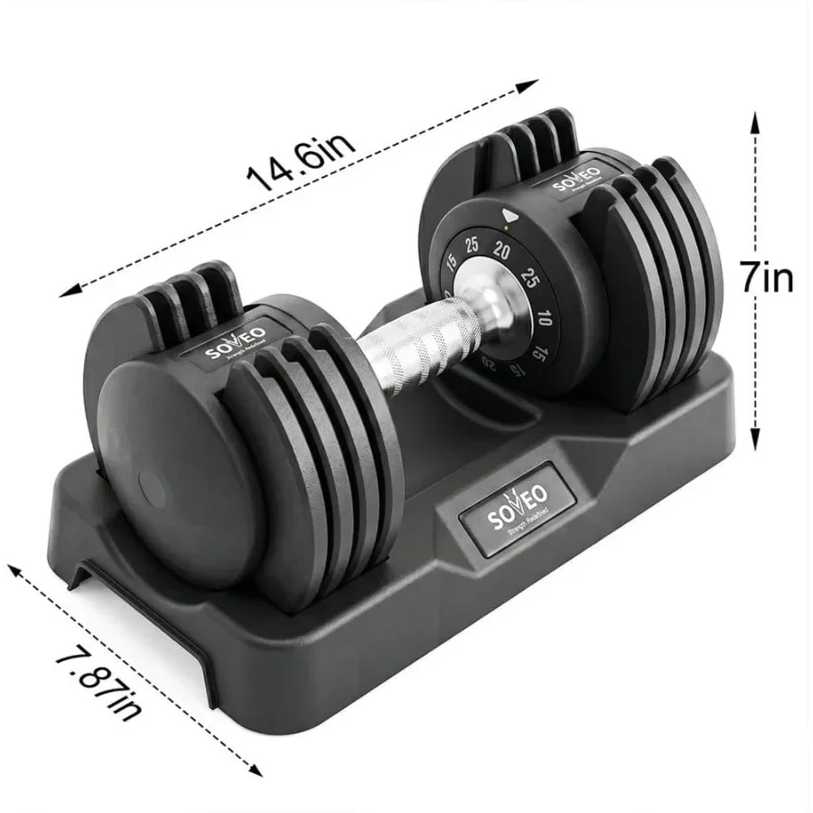 Adjustable Dumbbell, 10-in-1 Quick Dial Weight Dumbbells, 5-25 LB/ 5-55 LB Adjustable Weights with 1-Second Adjustment, Secure