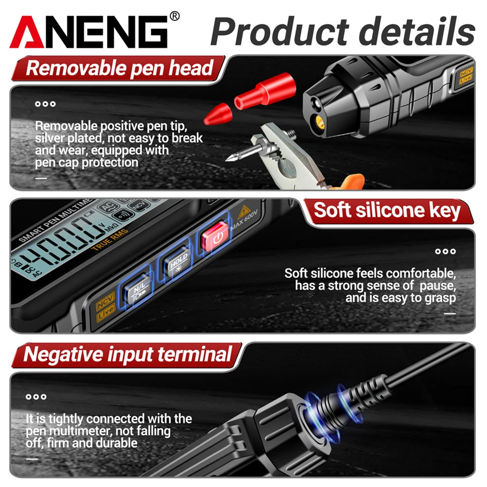 Intelligent Multimeter Pen Digital Multimeter Pen Backlit LCD Display 4000 Counts AC/DC Voltage OHM Diode Tester Electrical Tool