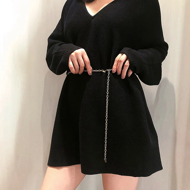 เข็มขัดโซ่คาดเอวแฟชั่นสำหรับผู้หญิง สีทอง สีเงิน สำหรับชุดเดรส เสื้อเชิ้ต และเครื่องประดับเสื้อผ้า