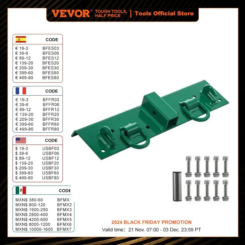 VEVOR 4700 LBS Compact Bolt on Grab Hook Tractor Hefty Loads - Compact 1/4 Inch Thick D Ring 1/2 Inch for Truck Bucket RV UTV