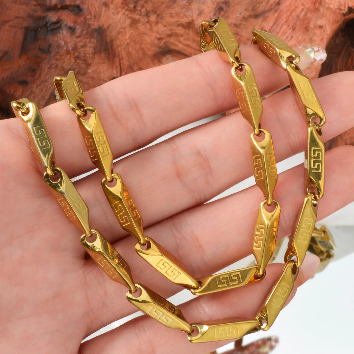 

2 Pcs Stainless Steel Jewelry Set 18k Gold-plated Hip-hop Necklace Bracelet Set Fashion Accessories Daily Wear Gifts