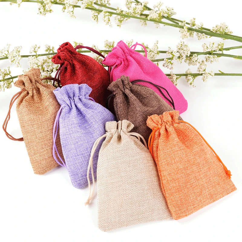 

17x23cm 50pcs Jute Bags Drawstring Pouches Jewelry Packaging Natural Linen Burlap Bag Wedding Favor Party Supplier Customized