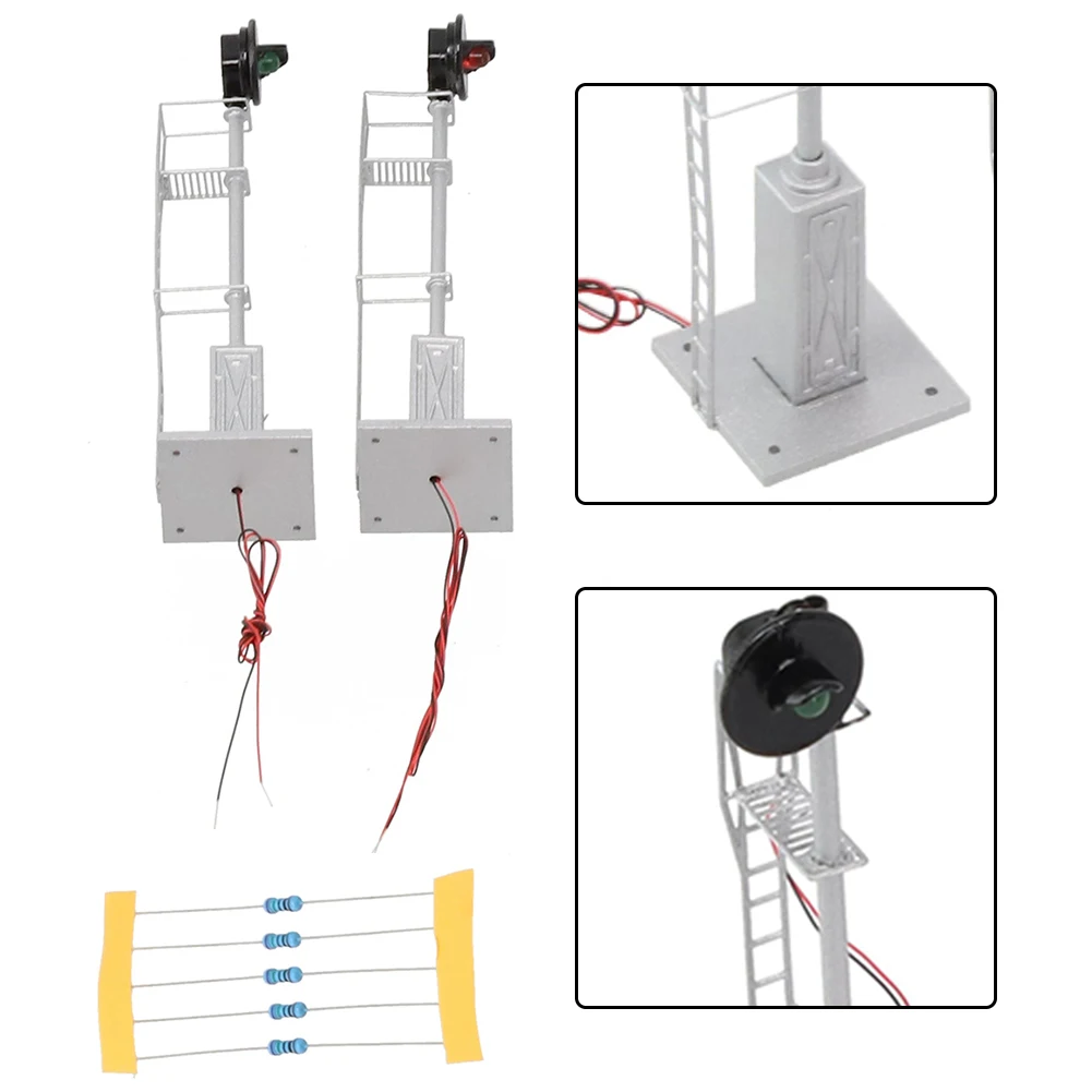 Tri-lights Model HO Scale Metal Cabinet Two lights Searchlight Signal with Steel Material and Black Wire Anode