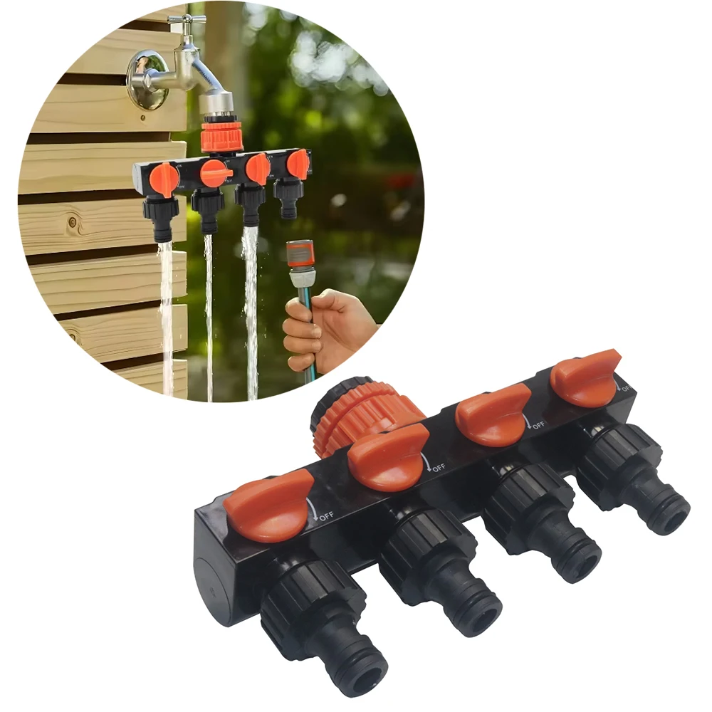 

4-ходовой капельный полив, садовый водопроводной разветвитель, быстроразъемный клапан - разделитель шланга для эффективного распределения воды