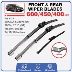 Front Rear Wiper Blades Set For SKODA Superb B6 3T 2009 - 2015 Wagon Sedan Windshield Brushes Windscreen Window 2011 2012 2013