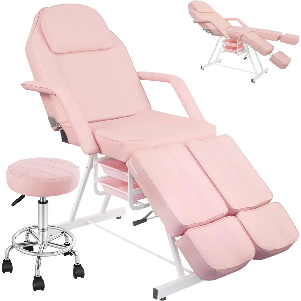 

Tattoo artist chair, adjustable armrest headrest table, with rolling stool