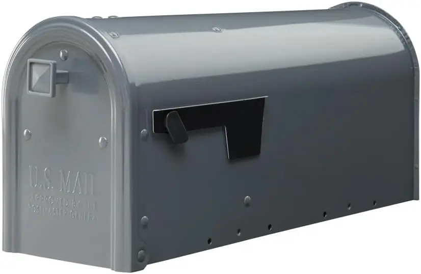 

Weather-Resistant Steel Post Mounted Mailbox, Gunmetal Grey, Medium, USPS Approved