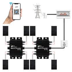 1.6KW Solar Grid Tie Microinverter 22-50V DC To AC 120V 230V 2 × 250-450W Solar Panel Pure Sine Wave Power PV Converter