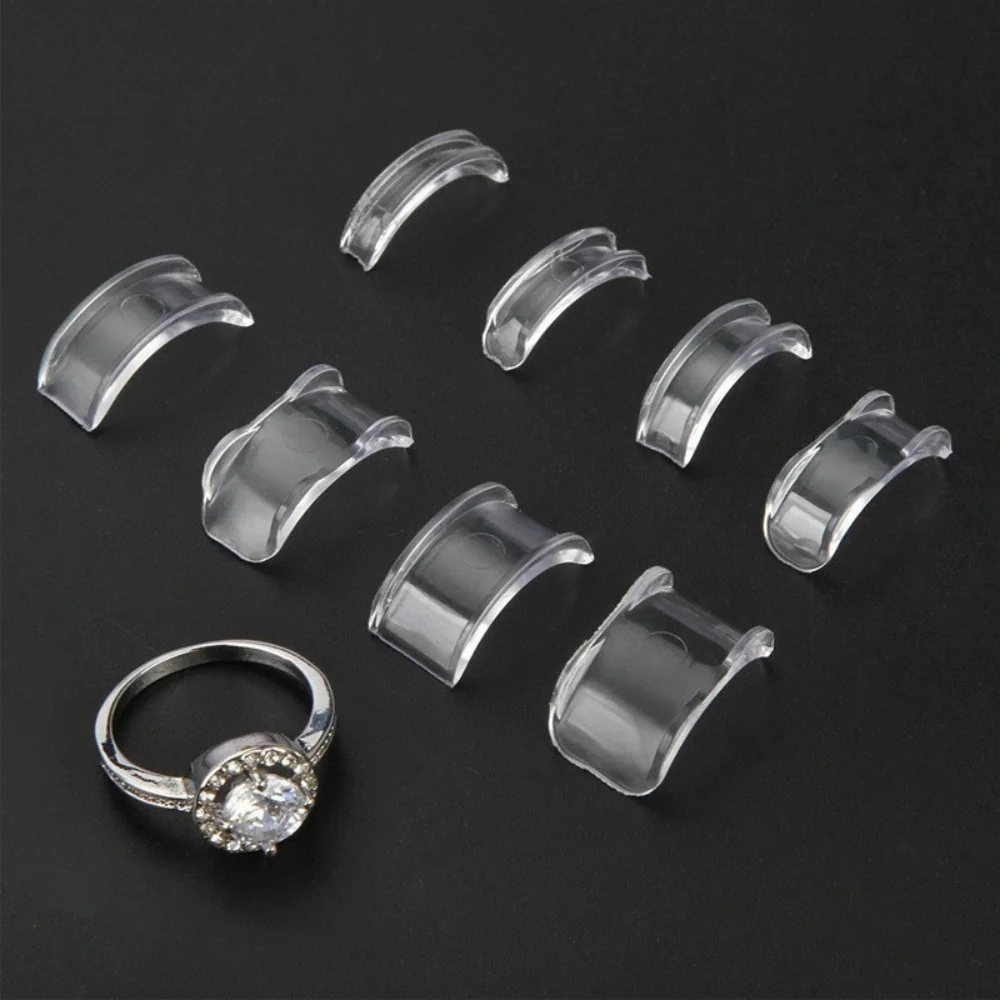 8pcs Multi-sizes Silicone Invisible Clear Ring Size Adjuster Resizer Loose Rings Reducer Ring Sizer Fit Any Rings Jewelry Tools