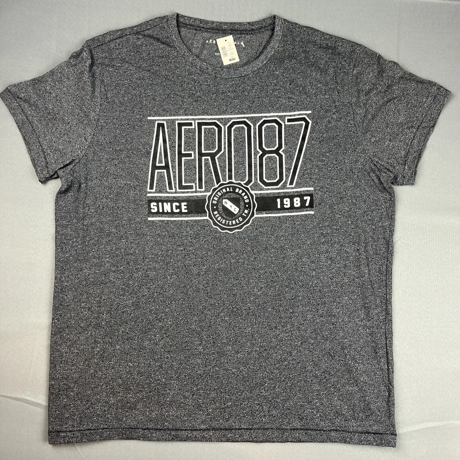 

Aeropostale Mens T Shirt Charcoal Gray Xl Aero87 Nyc Short Sleeve Lightweight