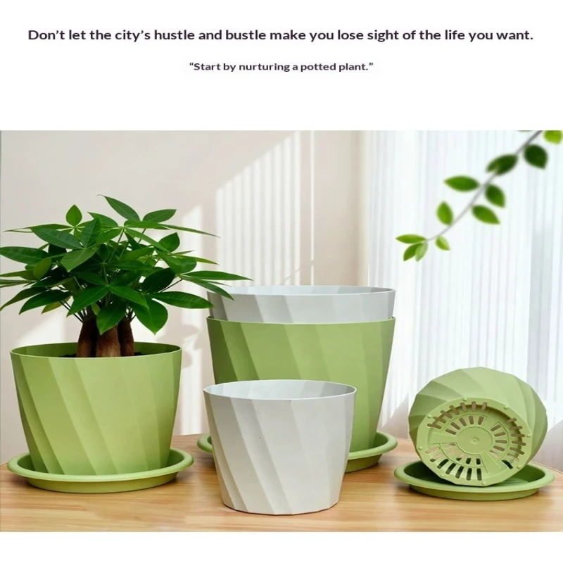 Thick Resin round Root Control Breathable Drainage Nordic Gallon Flower Pot Plastic Plant Pots with Drainage System