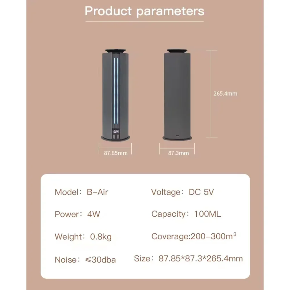 NAMSTE 300m³ Battery Room Aroma Diffuser Electric Perfume Oil Diffusers USB Charging Air Freshener Mbient Light Design 30dba