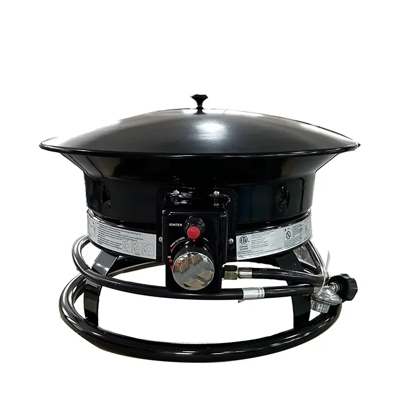 Portable Volcanic Stone Fire Pit, 19/21-inch Diameter Outdoor Fire Pit, Includes Grill Grid and Volcanic Rock,