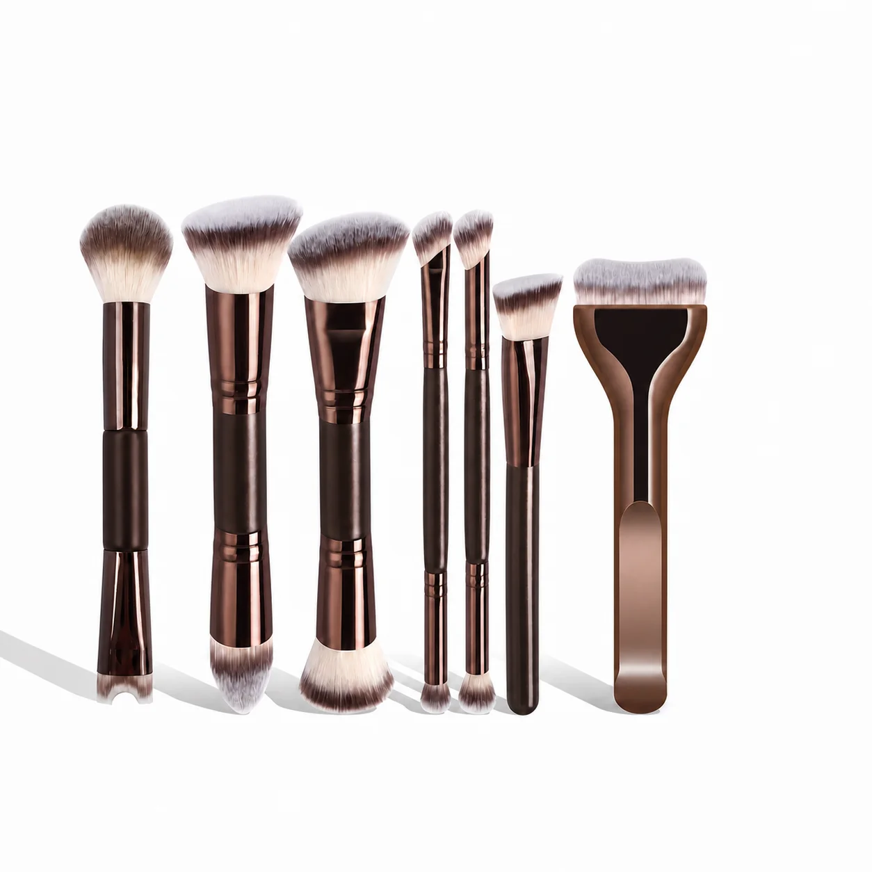 Makeup Beauty Ro - ชุดแปรงแต่งหน้ามืออาชีพ 7 ชิ้น, แปรงรองพื้น, แปรงปัดแป้ง, แปรงอายแชโดว์,
