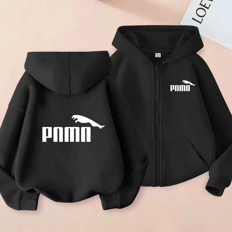 

Kids Exquisite Letter pattern Zip Up Casual Tops Personality Stylish Street Style For Outdoor Activities Fall Winter Sweatshirt