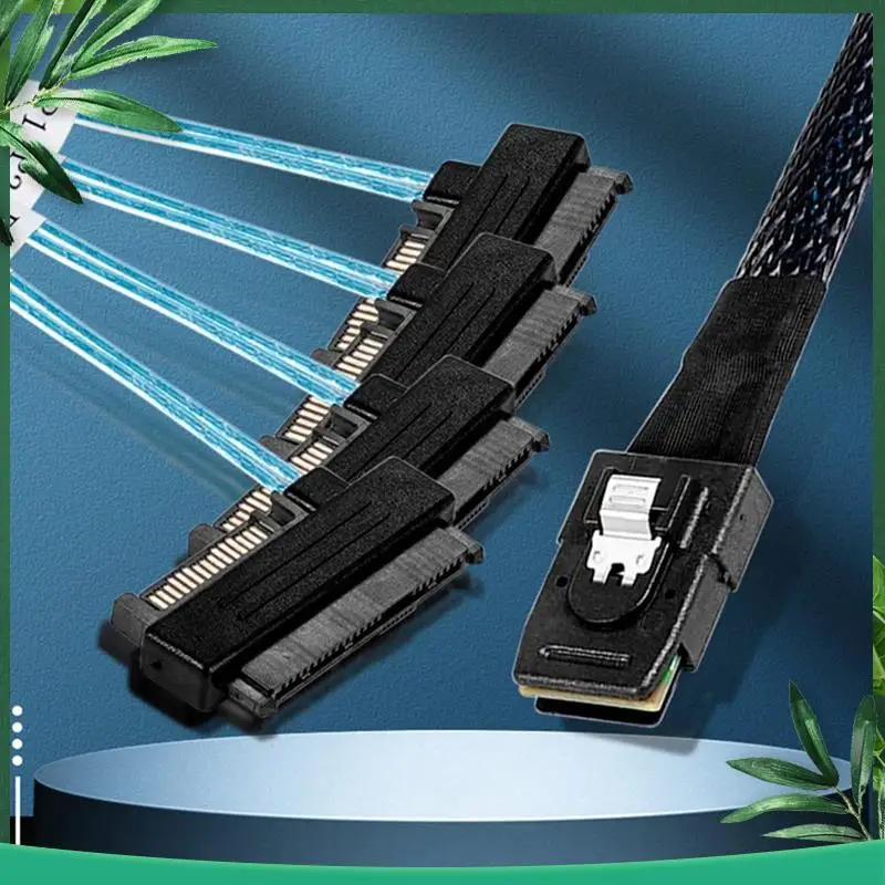 (NEW) Mini Sas Sff-8087 To 4 Sff-8482 Server Array Card Hard Drive Data Cable Sata Power Cable