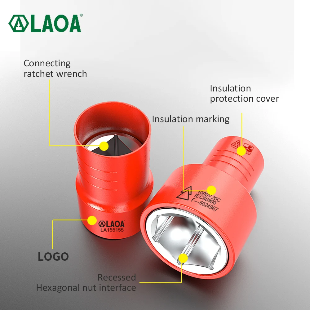 LAOA insulated ratchet wrench socket for new energy vehicle maintenance, 3/8-inch hexagonal socket quick wrench