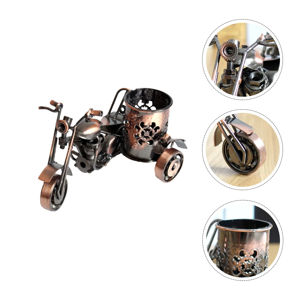 

Pen Holder Metal Model Desktop Ornament Multi Organizer Stationery Holders Motorcycle Pencil Iron Decorative