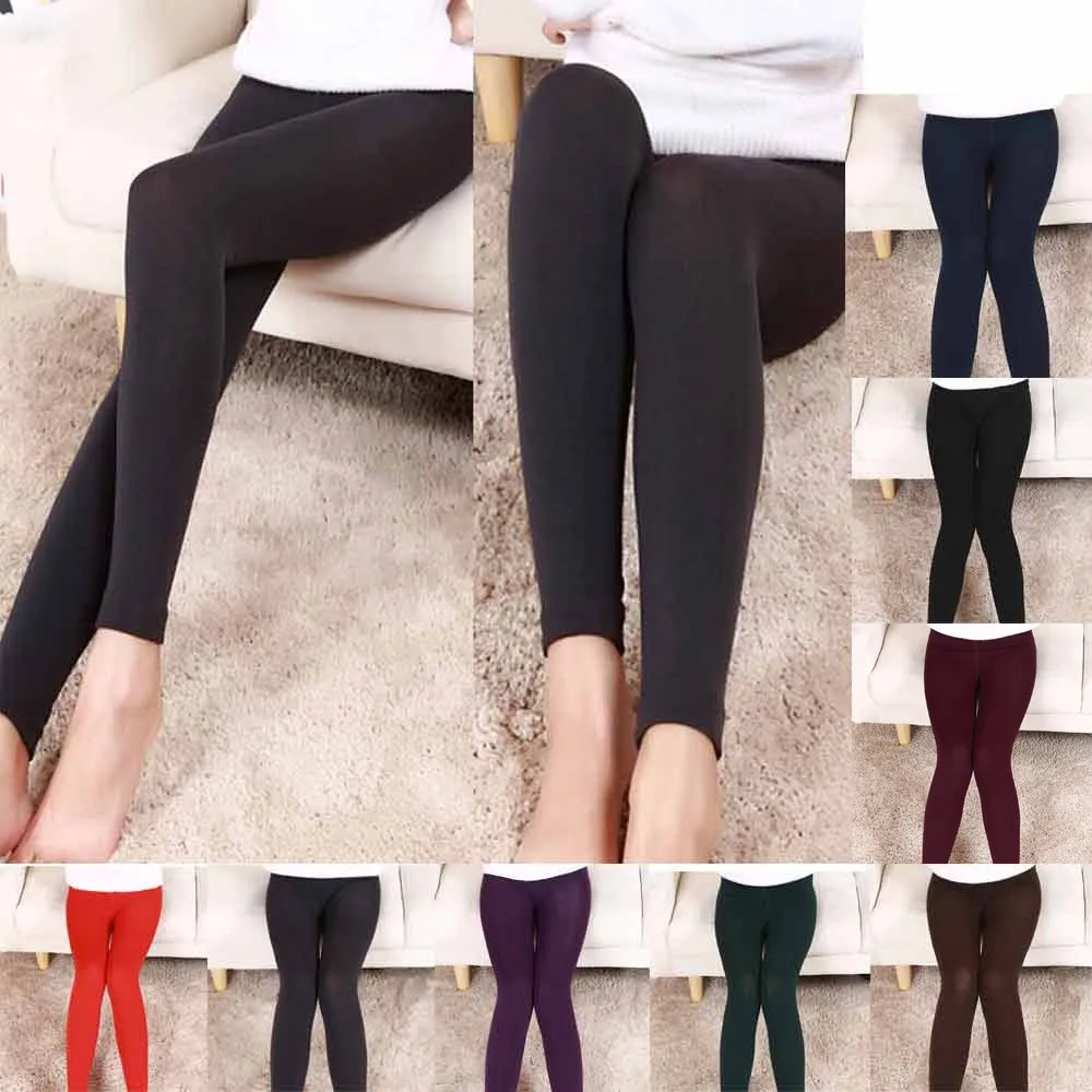 Leggings de inverno para mulheres quentes outono cor sólida veludo leggings de cintura alta inverno quente elástico grosso linho leggings