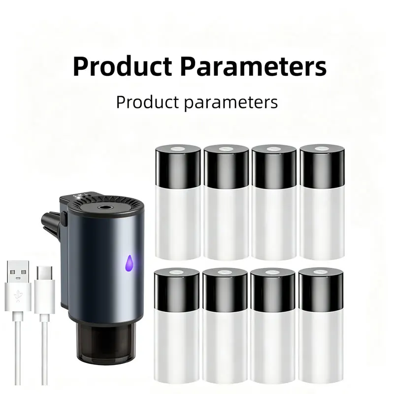 Portable Car Essential Oil Diffuser Aroma Humidifier Air Freshener Rechargeable 8 Perfume Scents Aromatherapy Machine