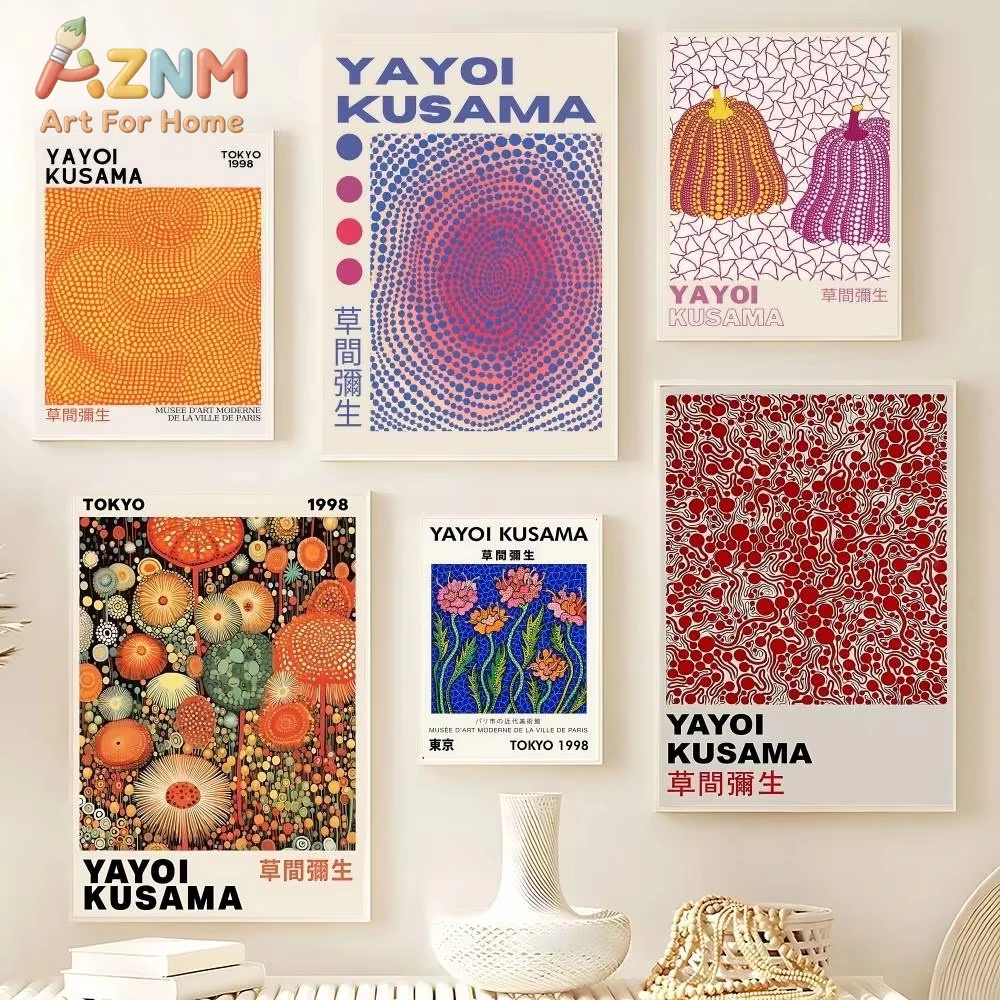 

1 шт. Яркий постер Y-Yayoi K-Kusama, качественный настенный декор, ретро-постеры для дома, декор стен комнаты, милый декор для комнаты
