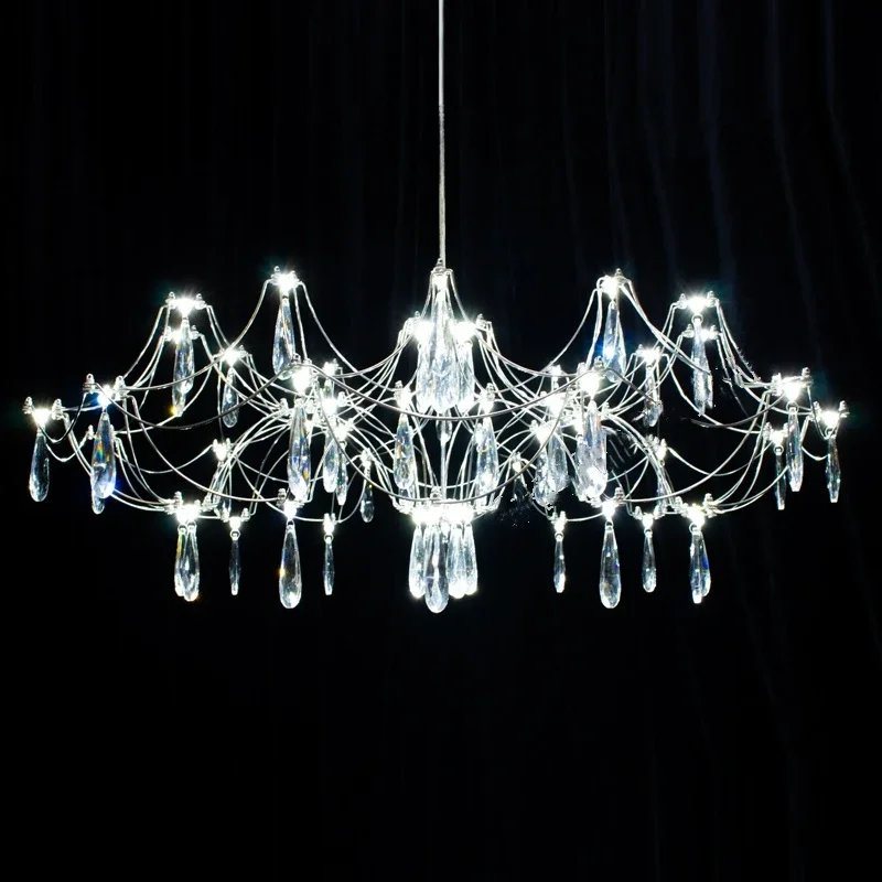 

Italian villa dining room starry sky chandelier living room stainless steel firefly crystal lamp