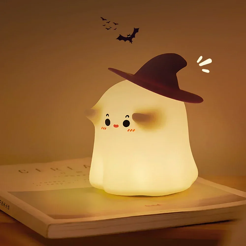 

Funny Silicone Ghost Night Light Dimmable Rechargeable Nursery Night Lights Beside Touch Lamp for Kids Room Halloween Decor