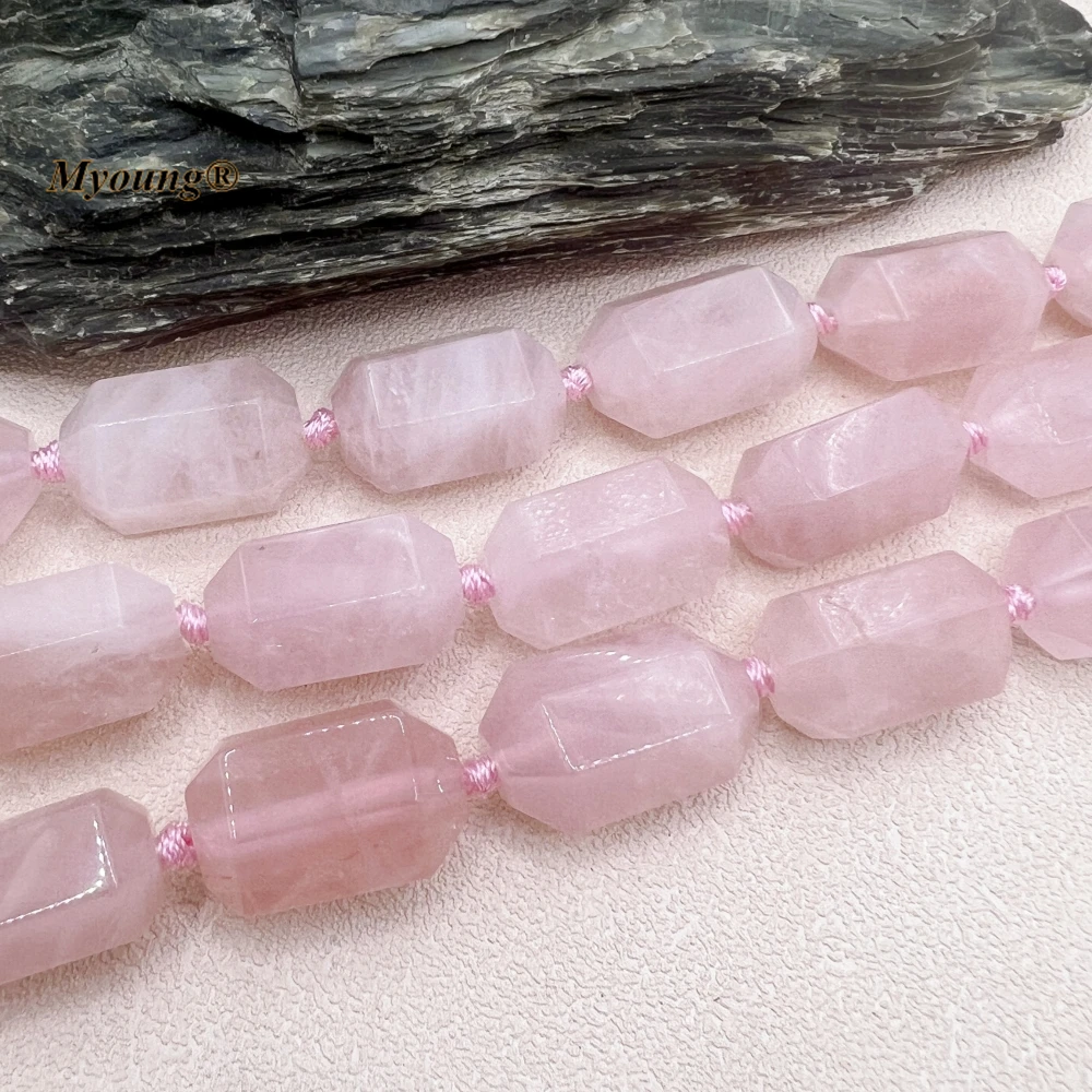 Large Faceted Natural Madagascar Rose Quartzs Crystal Cutting Nugget Beads MY230776