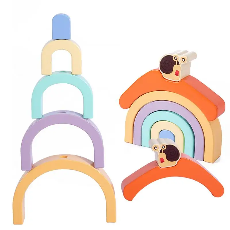 Wooden Snail Tractor Rainbow House Educational Stacking Toys Strong And Durable Suitable For Developing Children's Imagination