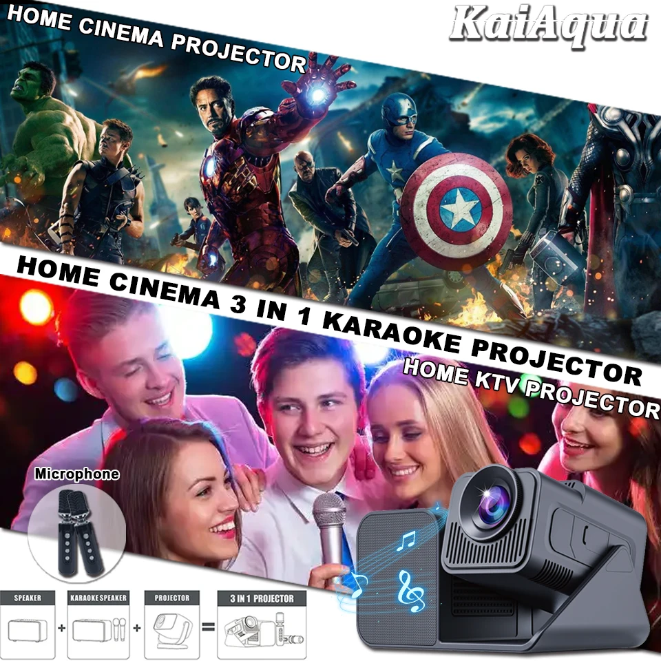 جهاز عرض كاريوكي HT36 4K KTV سينما 300ANSI 1080P 720P 2.4G/5G Wifi6 BT5.0 أندرويد 11 أجهزة عرض مسرح الحفلات الخارجية المنزلية الجديدة #1