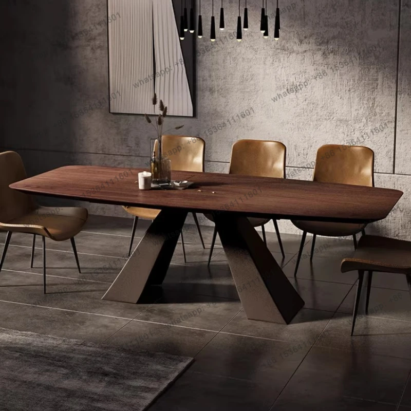 

Modern Rectangular Solid Wood Dining Table Walnut Color Nordic Dining Room Table Home & Restaurant Furniture