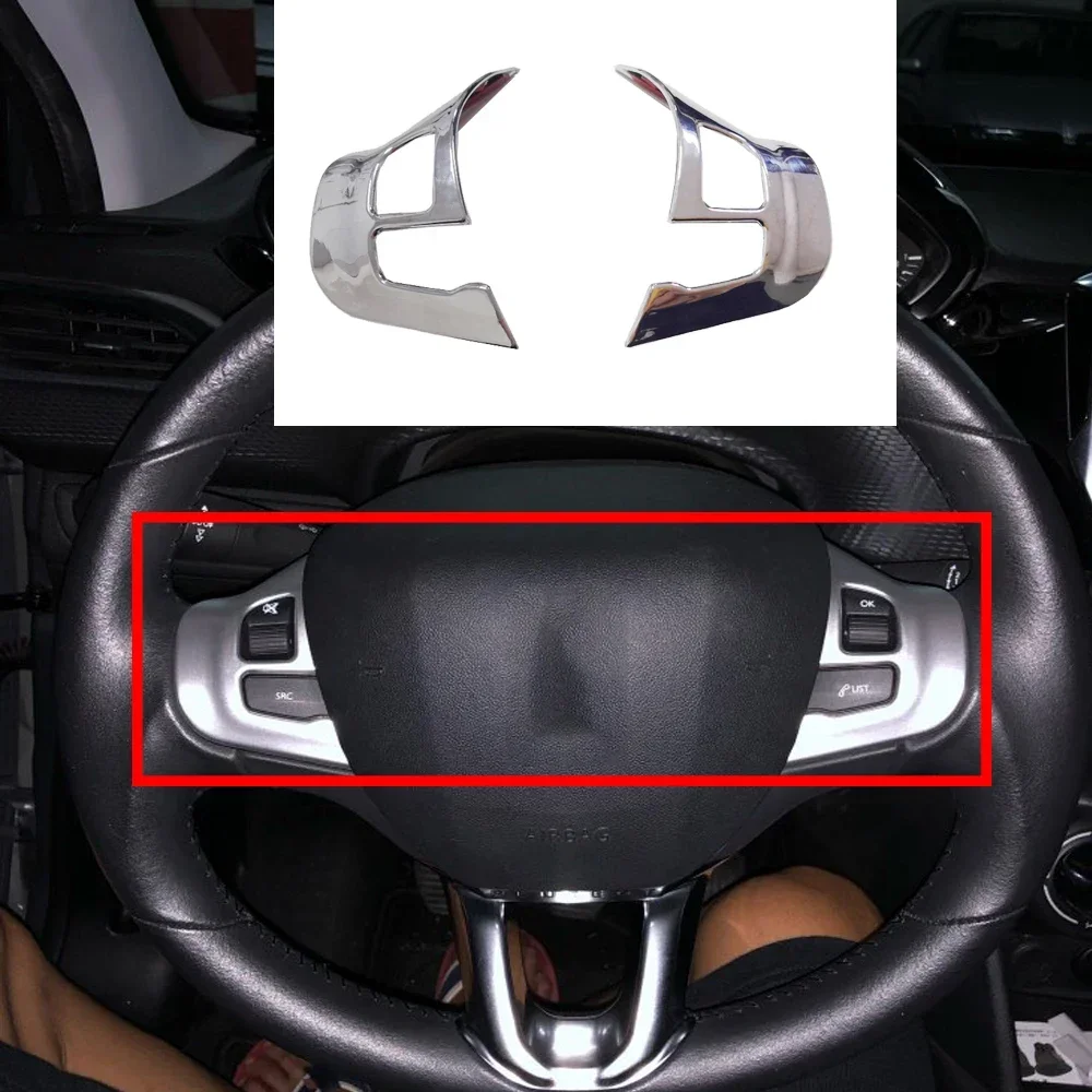 Steering wheel sticker ABS Car teering Wheel Protection Trim Sticker For Peugeot Sticker 2008/208 2014 2015 2016 2017 2018 2019