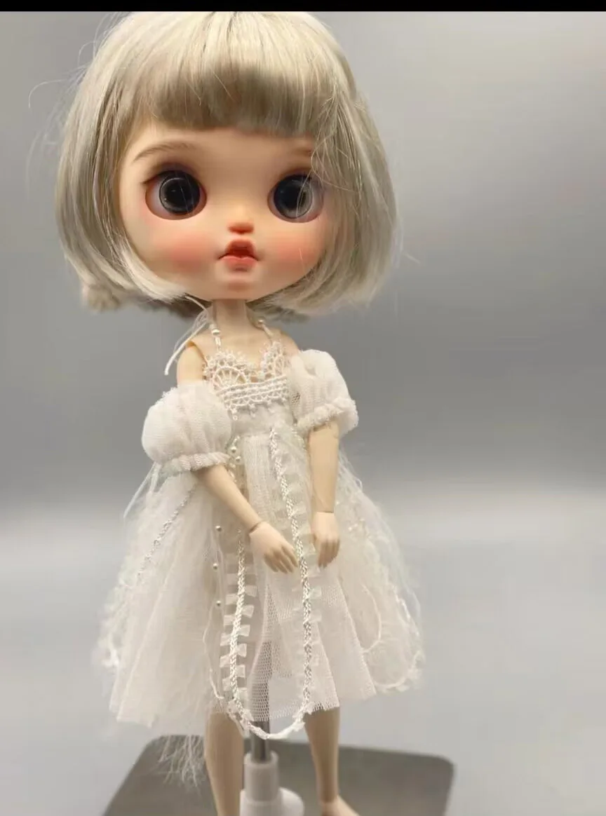 2025 Sweet French style white Blythe dress 1/6 30cm(Fit for azone,Pullip,Ob22/24/26, Licca)