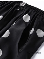 Modern Large Polka Dot 100% Natural Mulberry Silk Crepe De Chine Elastic Waist Women's Fashionable Cropped Lantern Pants - Image 2