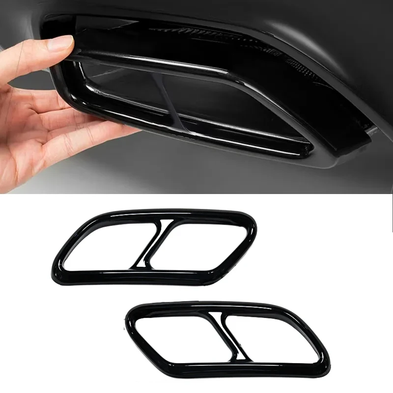 black Tail Throat Pipe Modified Cover Trim For Volvo XC40 2018-2024 Car Exhaust Tail Pipes Frame Car accessories