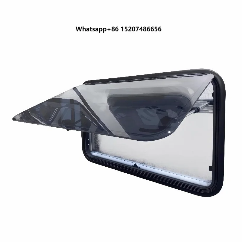 Rounded Corner Camper Window with Curtain Anti-UV Glass Window for Trailer