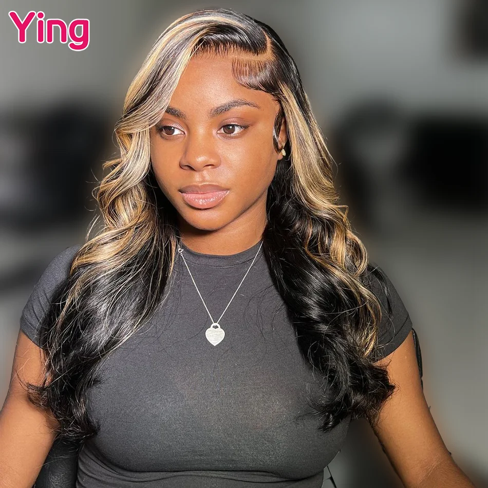 

Ying Hair Highlight Blonde Colored 13x6 Transparent Lace Front Wig 200% Body Wave 13x4 Lace Front Wig PrePlucked With Baby Hair