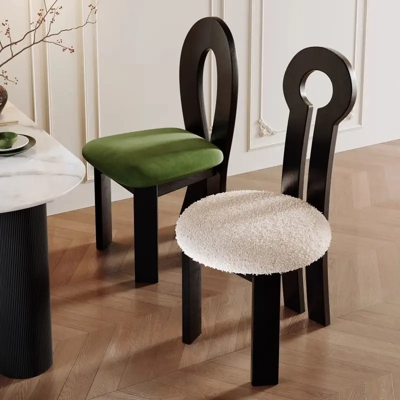 

French retro solid wood dining chair home backrest chair medieval wabi wind chair simple light luxury hotel restaurant