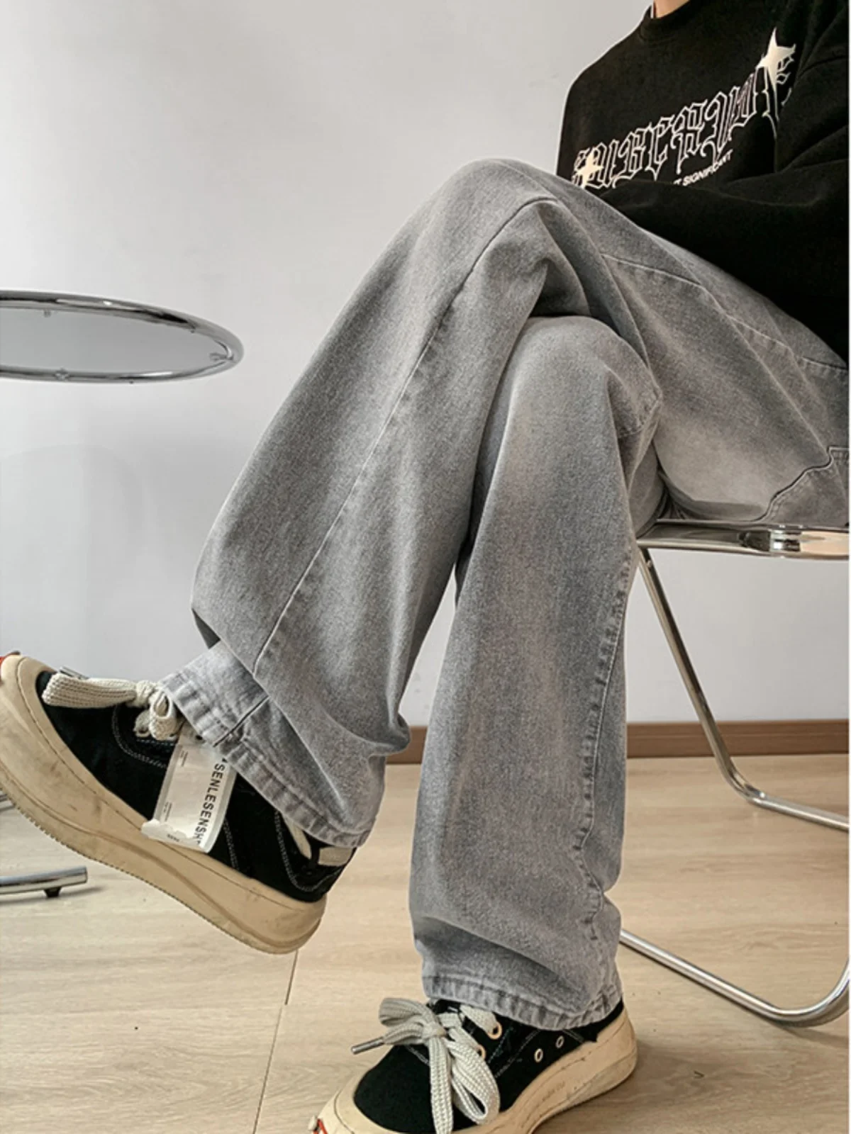 

Мужские джинсы American Sle Retro e ey Slim Fit Micro Flared, модные, молодежные, прямого кроя, в стиле High Street