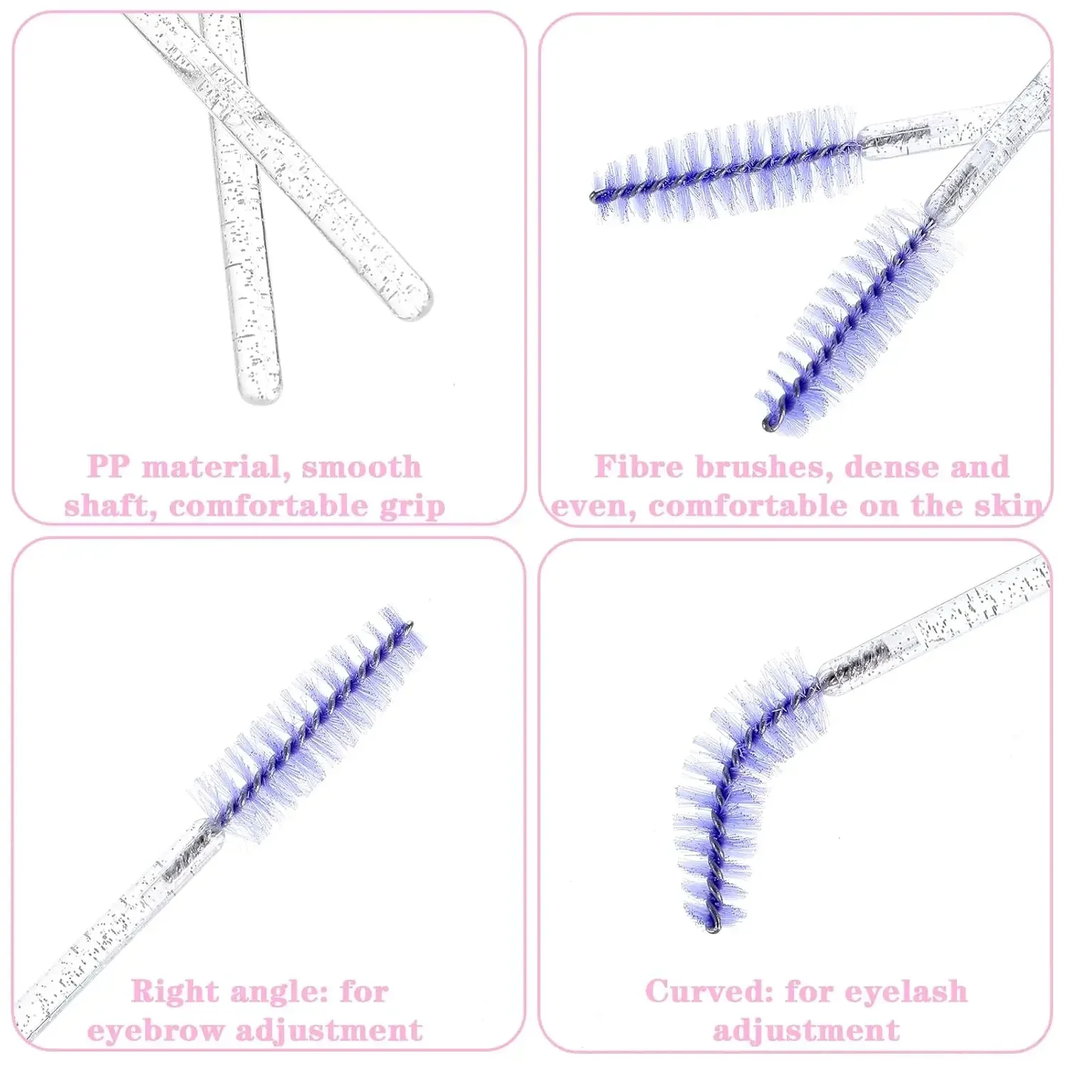 50 قطعة من فرش الرموش الكريستالية - عصا نباتية للاستعمال مرة واحدة للماسكارا والملحقات، لا تسبب الحساسية (الصالون والمنزل) #3