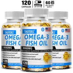 Fish Oil, Dietary Supplement, Omega-3, Supports Brain Immune Joint Heart Health, 8060 Mg High Absorption, Rapid Release Capsules