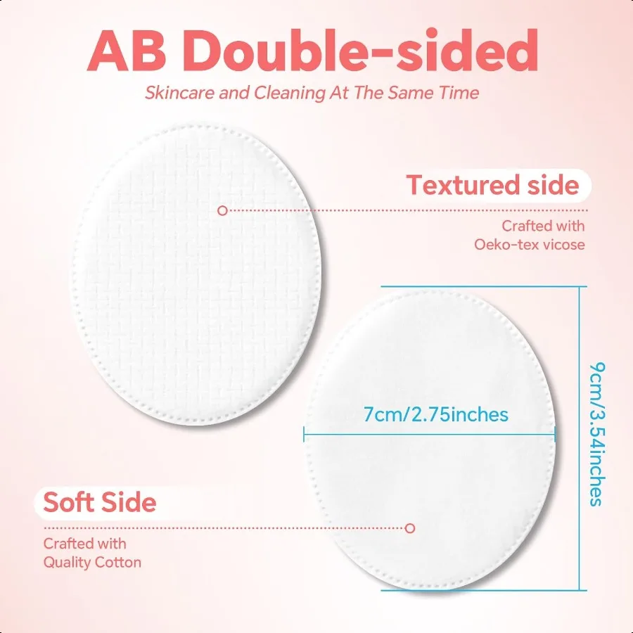 وسادات قطنية بيضاوية كبيرة مكونة من 80 قطعة متعددة الطبقات من LintFree وسادات بيضاوية قطنية فائقة الجوانب لتنظيف وإزالة المكياج والحبر