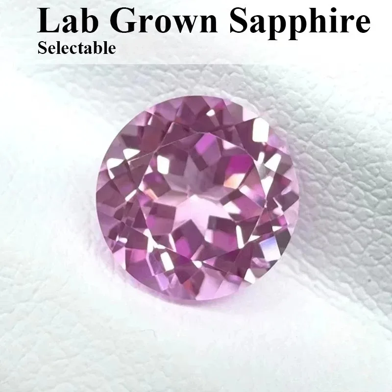 Wholesale Lab Grown Sapphire Pink Color Round Shape Selectable Certificate Bead For Diy Jewelry Making Bracelet Materials